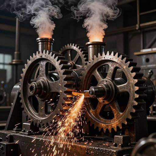 Steampunk Factory Gears in Action