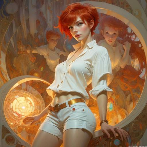 Red-Haired Woman in Pixie Style Art