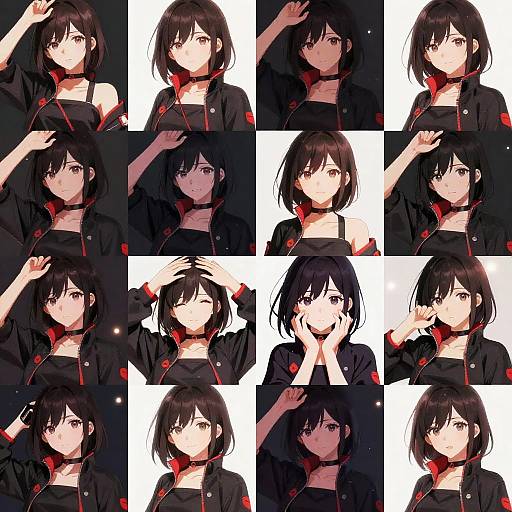 Anime Woman in Dynamic Poses Collage