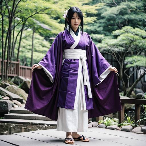 Fujitora Cosplay in Traditional Purple Kimono