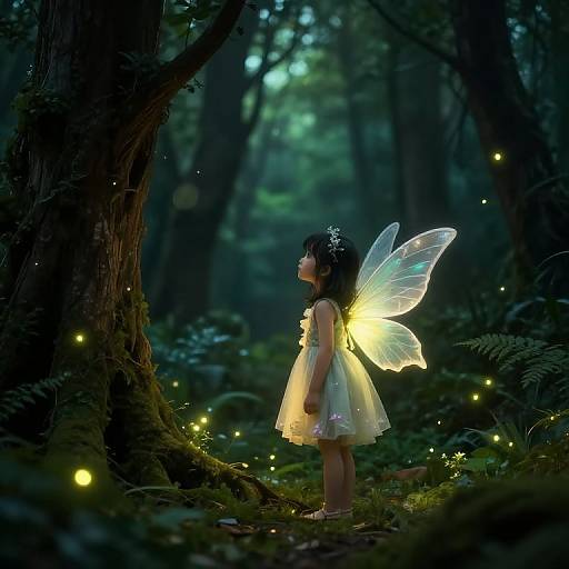 Whimsical Fairy Girl in Enchanted Forest