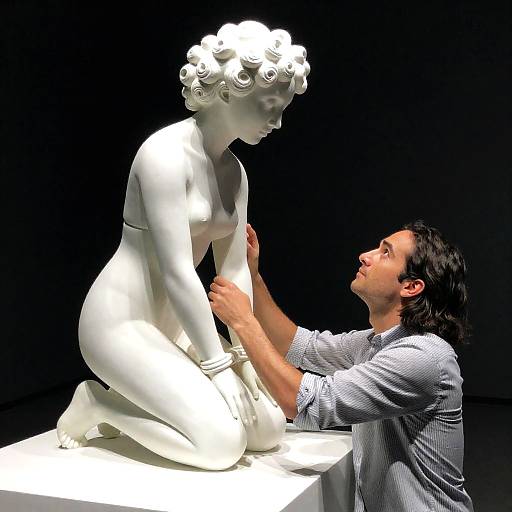 Artistic Scene of Sculptor and Statue
