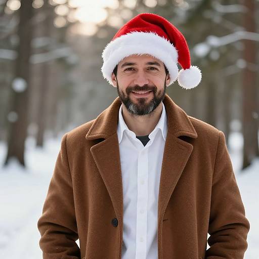 Cheerful Man in Cozy Winter Holiday