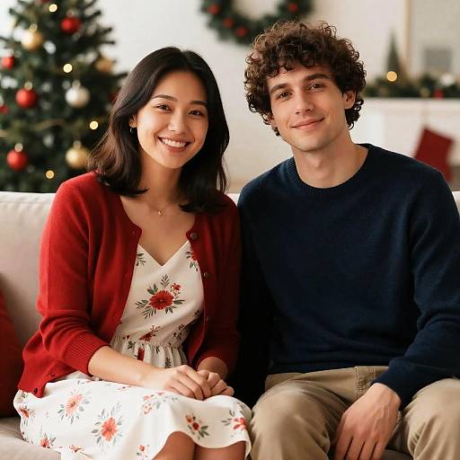 Cozy Christmas Couple on Couch