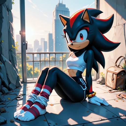 Furry Girl in Striped Socks Style