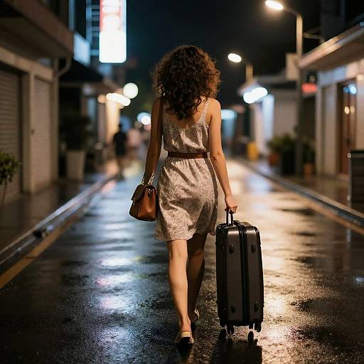 Elegant Night Stroll with Neon Lights