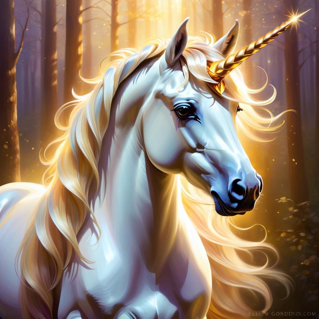 Ethereal Unicorn in Golden Light Art