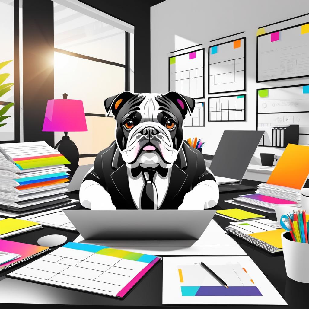 Bulldog at Work: A Cheerful Office Scene