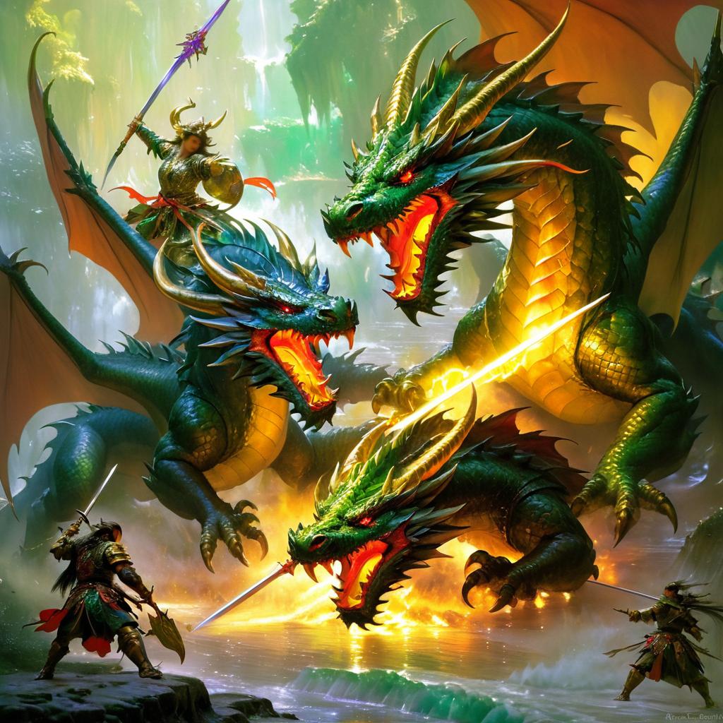 Epic Fantasy Dragon Battle Artwork