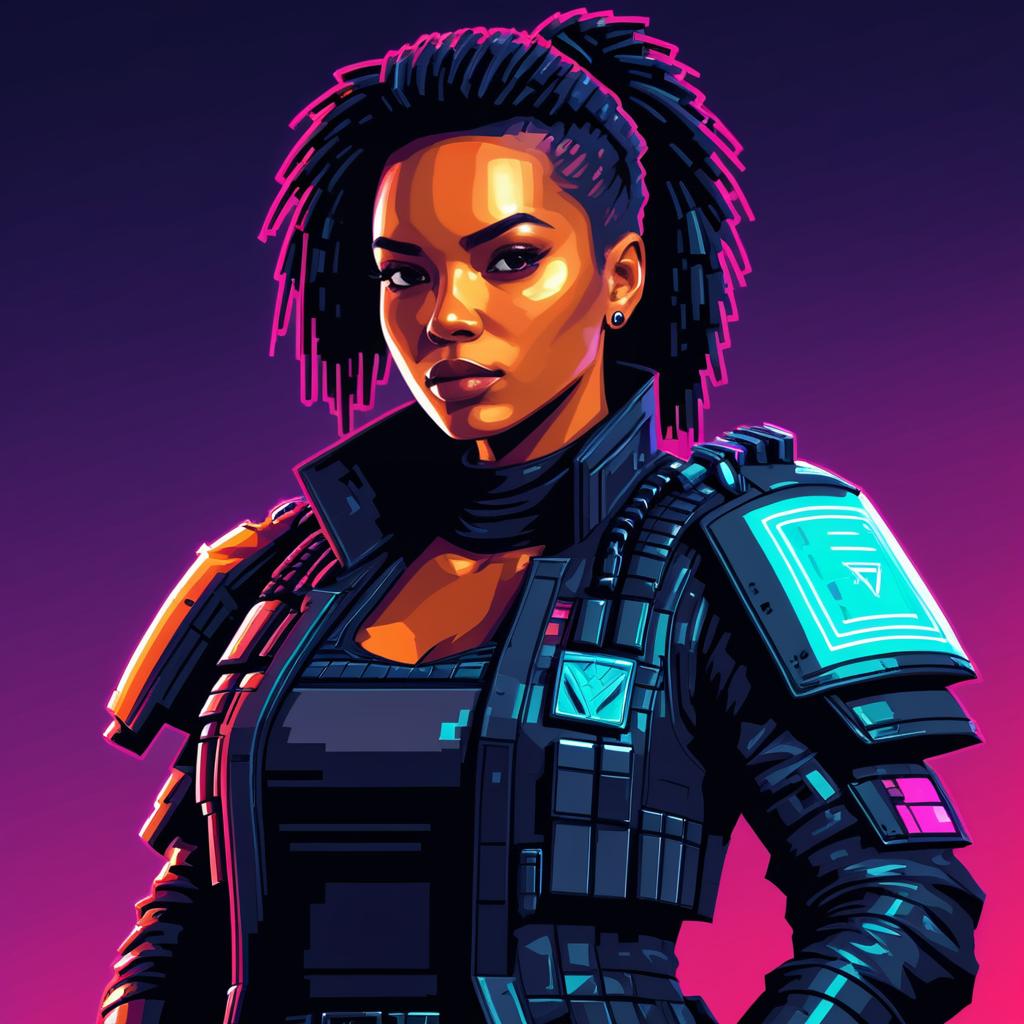 Cyberpunk Female Bounty Hunters in Pixel Art