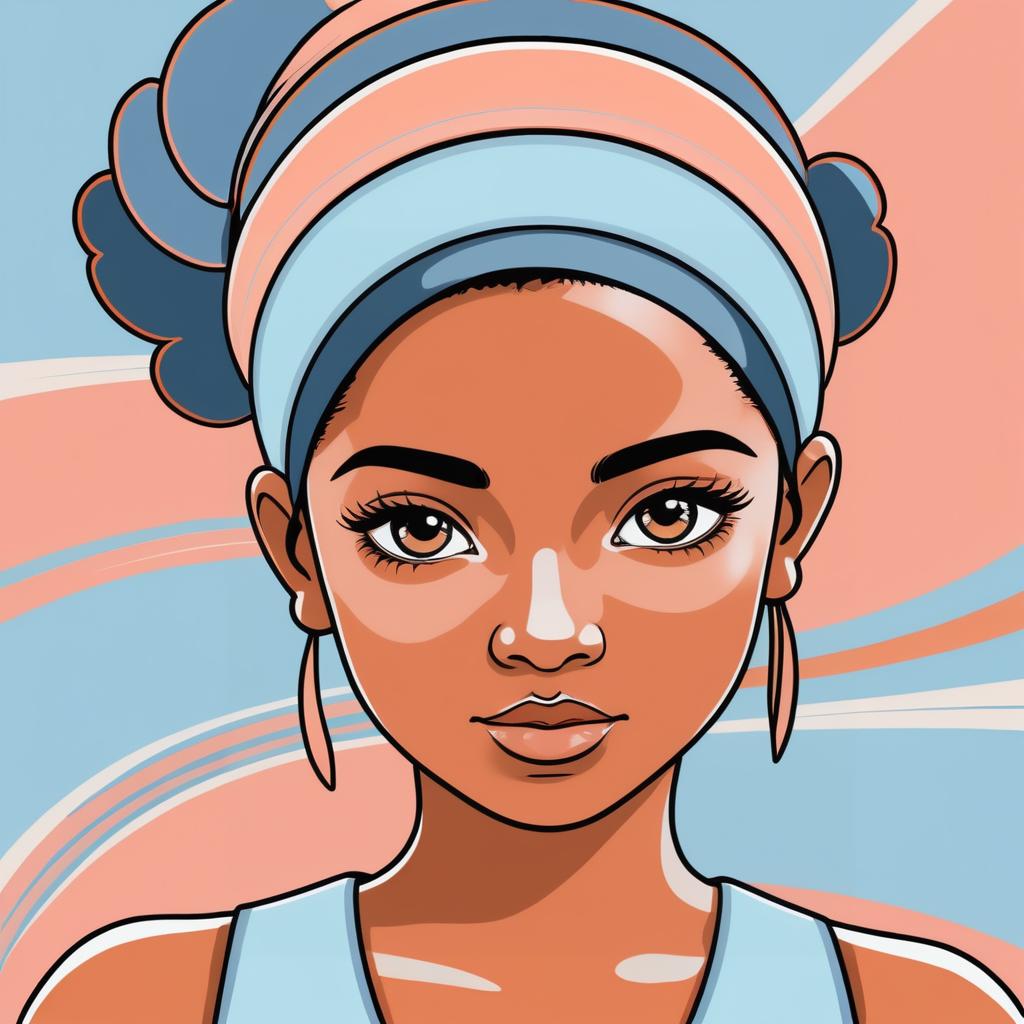 Abstract Girl Illustration with Headband