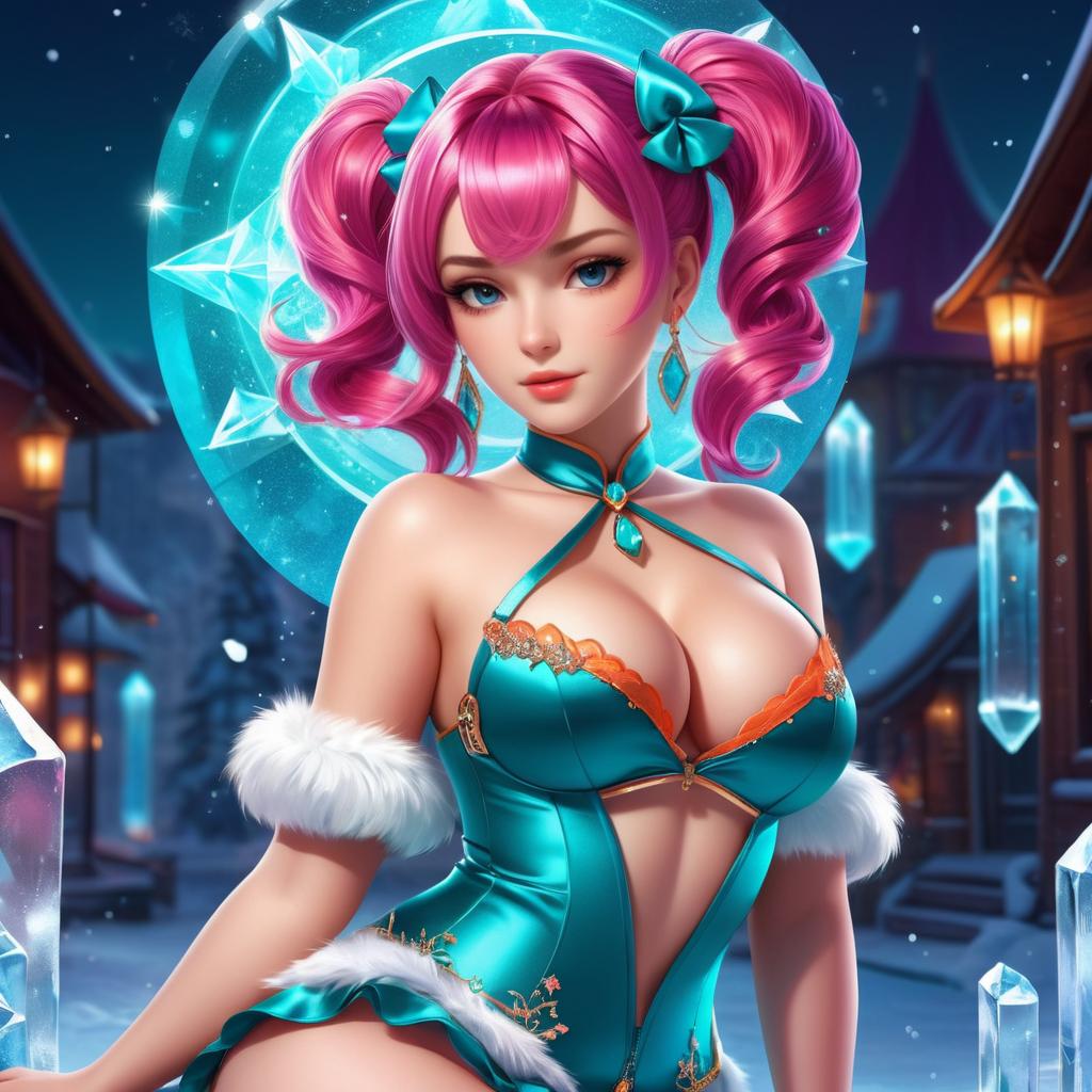 Sultry Curvy Girl with Ice Magic