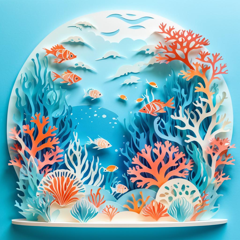 Vibrant Coral Reef Kirigami Art