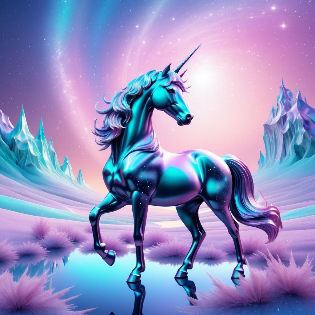 Ethereal Unicorn in a Stardust Landscape