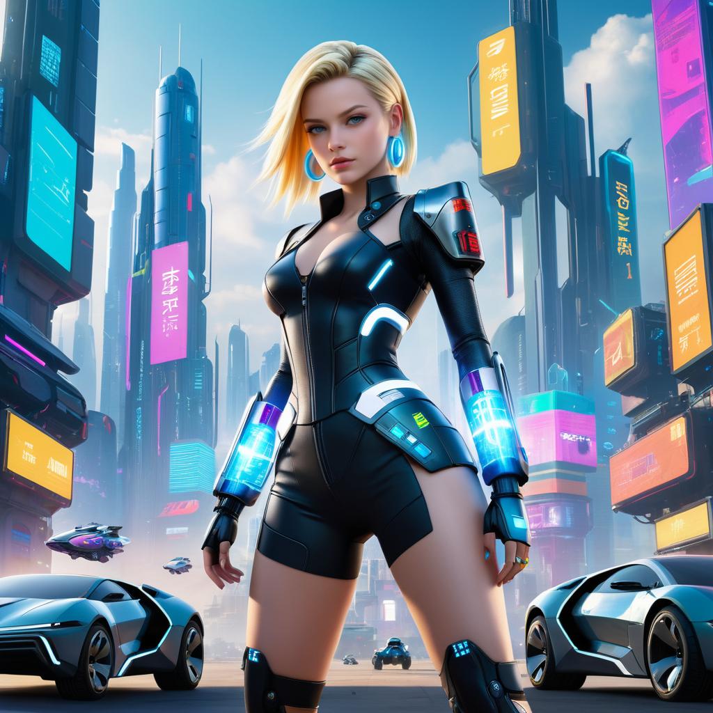 Futuristic Cyberpunk Android 18 Design