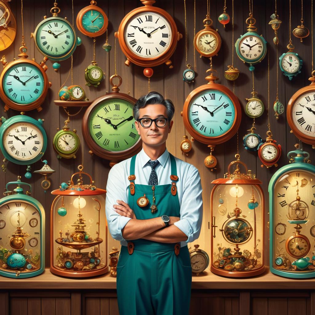 Whimsical Clockmaker in a Tick-Tock Wonderland