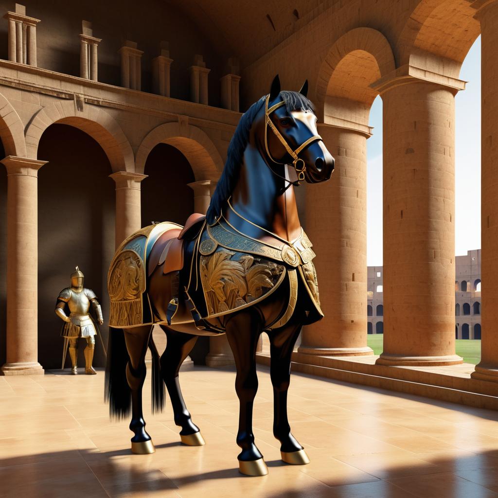 Ancient Roman Horse in Colosseum Scene