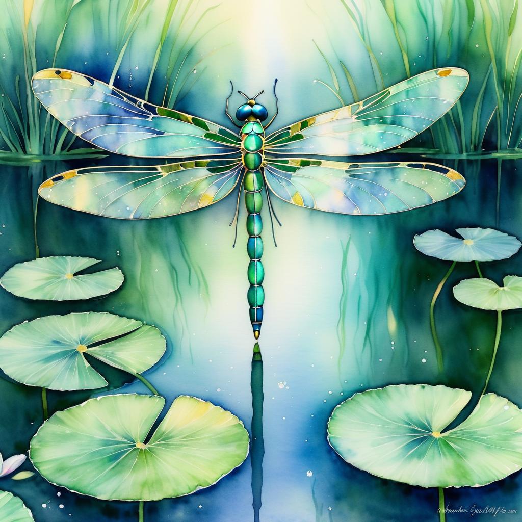 Ethereal Dragonfly Art in Watercolor