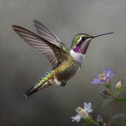 Delicate Hummingbird Charcoal Painting
