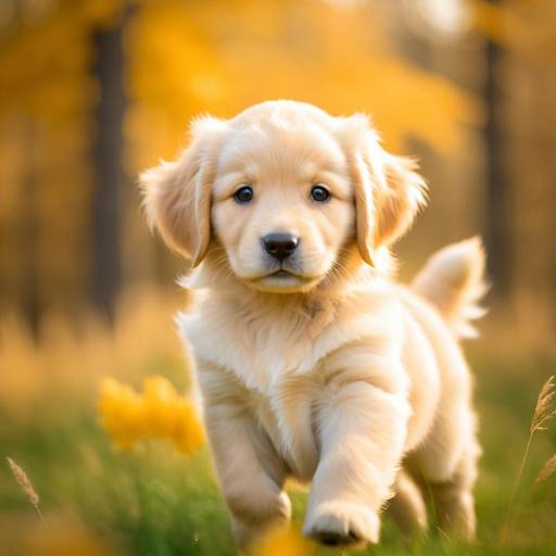 Golden Retriever Puppy in Autumn Field