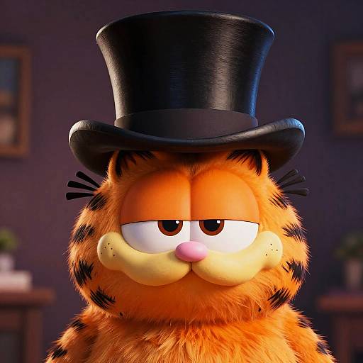 Elegant Anthropomorphic Garfield Portrait