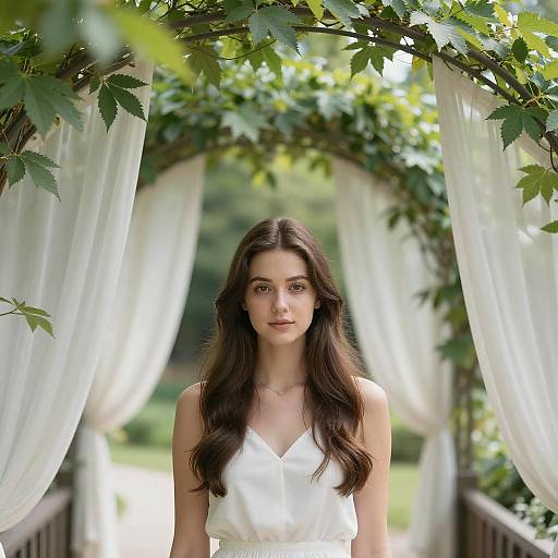 Serene Portrait Under Green Archway