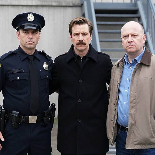 Three Men in a Gray Urban Setting