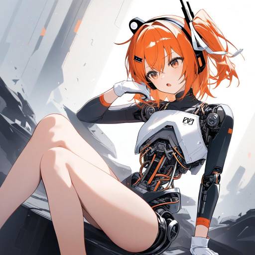 Futuristic Android Girl with Headphones