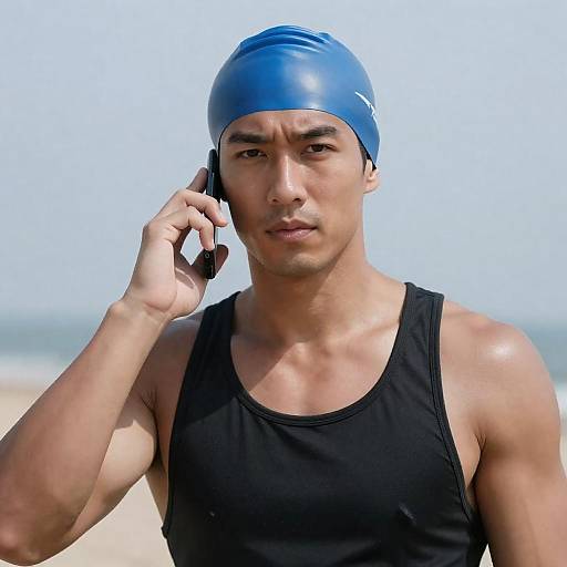 Focused Swimmer with Sunburned Skin