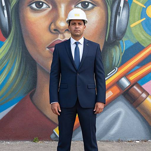 Man in Suit and Hard Hat