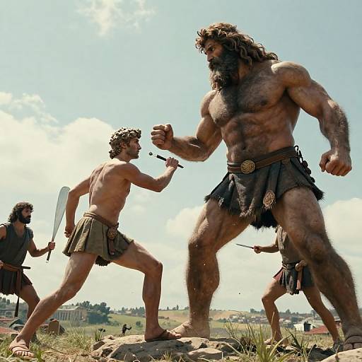 David Fighting Giant Goliath Hyper-Realism