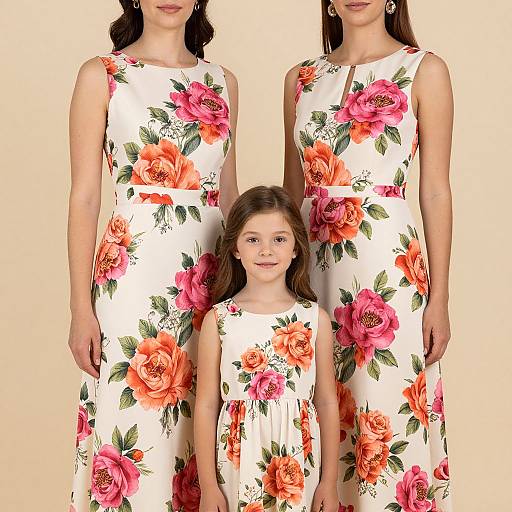 Elegant Mother-Daughter Floral Dresses