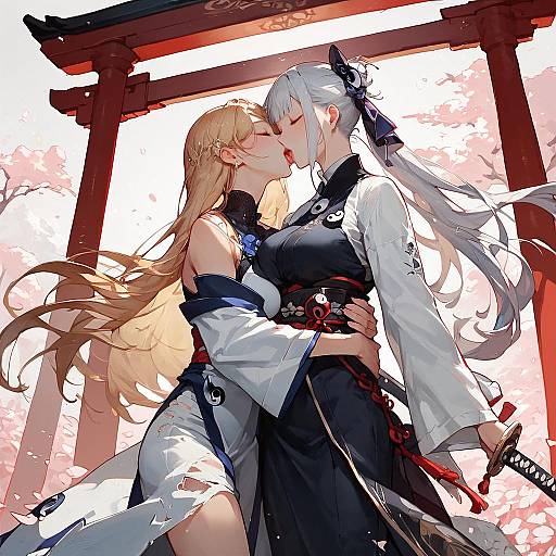 Yin Yang Couple Under Japanese Torii