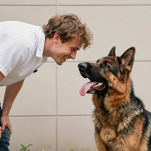 Man and Dog Bonding Moment Captured