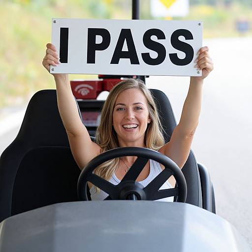 Woman Celebrates Passing Driving Test