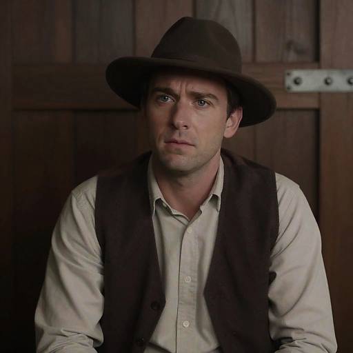 Portrait of a Man Against Wood Background
