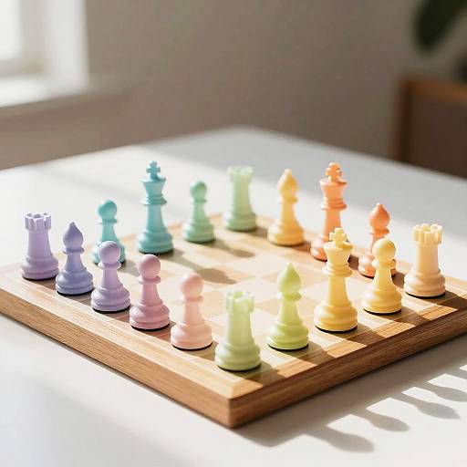 Rainbow Chess Set in Minimalist Style