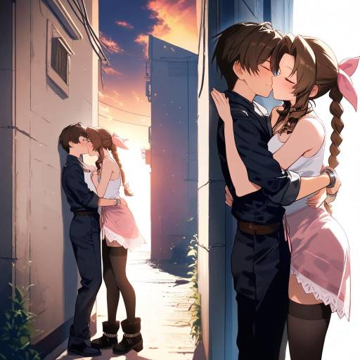 Flirtatious Aerith in a Sunset Alley