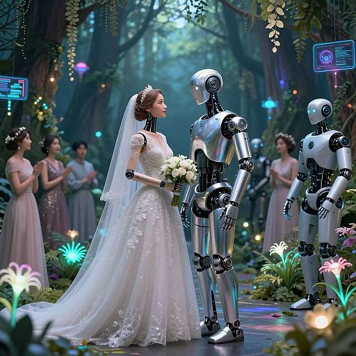 Futuristic AI Android Wedding Scene