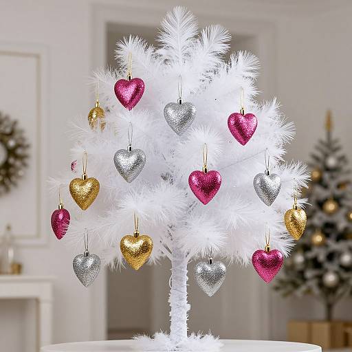 Elegant Heart Ornament Feather Tree