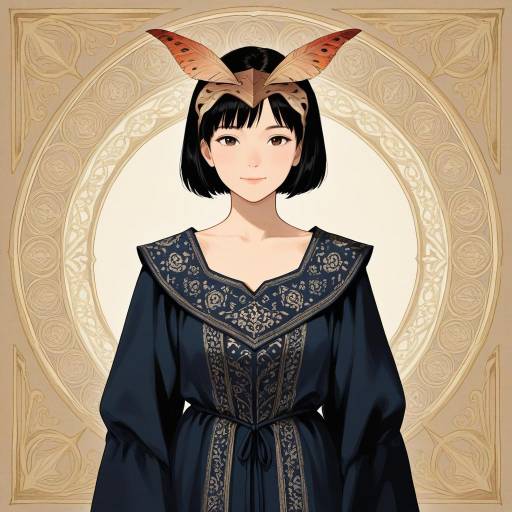 Elegant Girl in a Magical Library