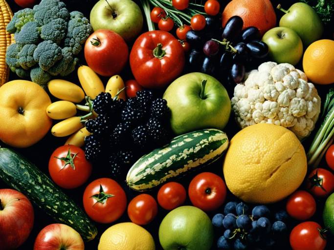 Vibrant Close-Up of Fruits and Vegetables