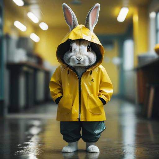 Solo Rabbit in Yellow Raincoat Portrait