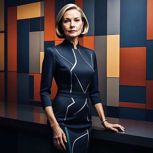 Elegant Businesswoman in Abstract Dress Elegant Businesswoman in Abstract Dress