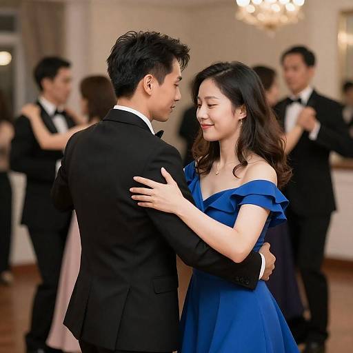 Couple Dancing in Soft Festive Lighting