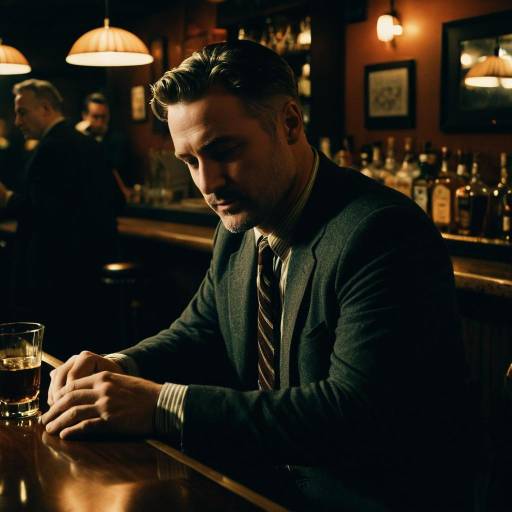 Weary Man in Dimly Lit Bar