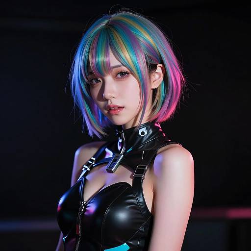 Cinematic Cyberpunk Lucy Multicolored Portrait