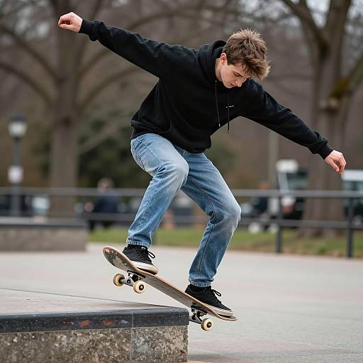 Dynamic Skateboarding Action in a Park