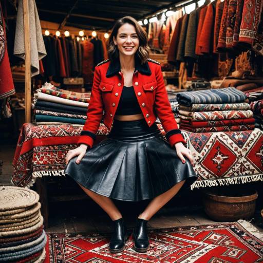 Confident Woman in Antique Rug Market