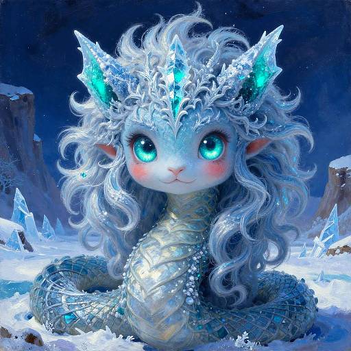 Blizzard Serpent with Icy Aquamarine Eyes